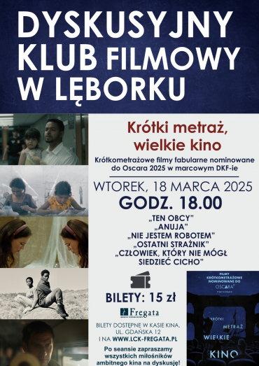 Krótkometrażowe filmy nominowane do Oscara w DKF-ie