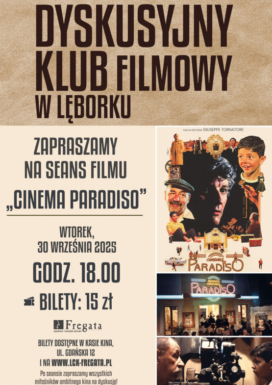 Grafika 1: DYSKUSYJNY KLUB FILMOWY: Cinema Paradiso
