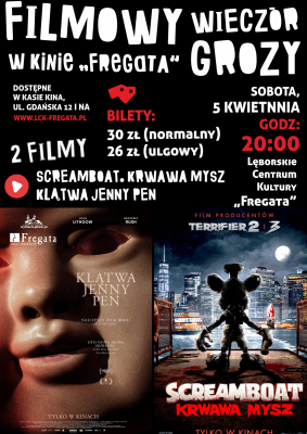 Grafika 1: FILMOWY WIECZÓR GROZY: Screamboat. Krwawa mysz i Klątwa Jenny Pen